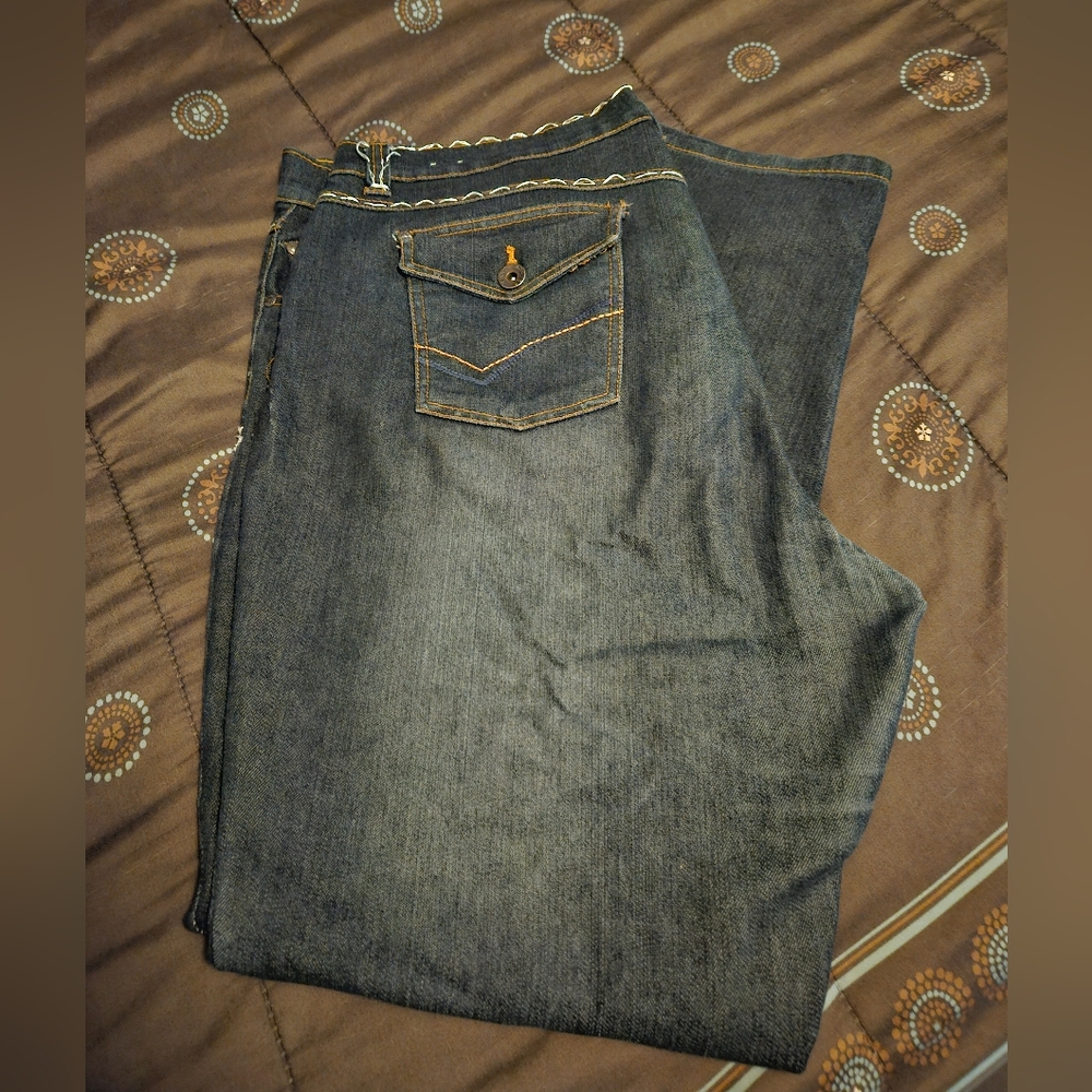 No Fuze Womens Size 18 Dark Wash Denim Jeans